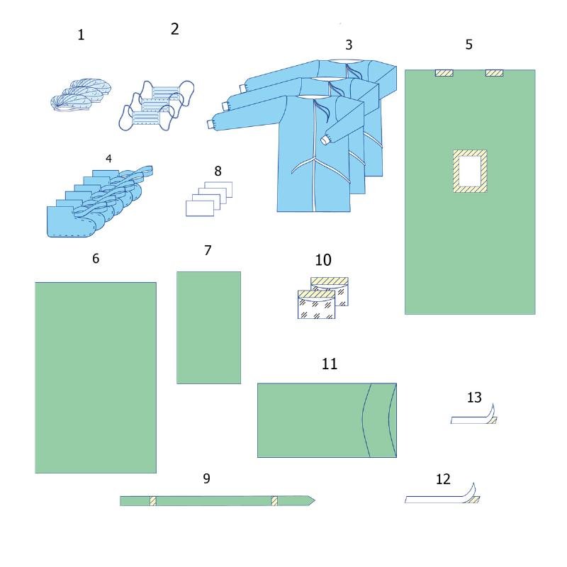 Комплект одягу та покриттів операційних для лапароскопії №10 Taipan-Pharm стерильний